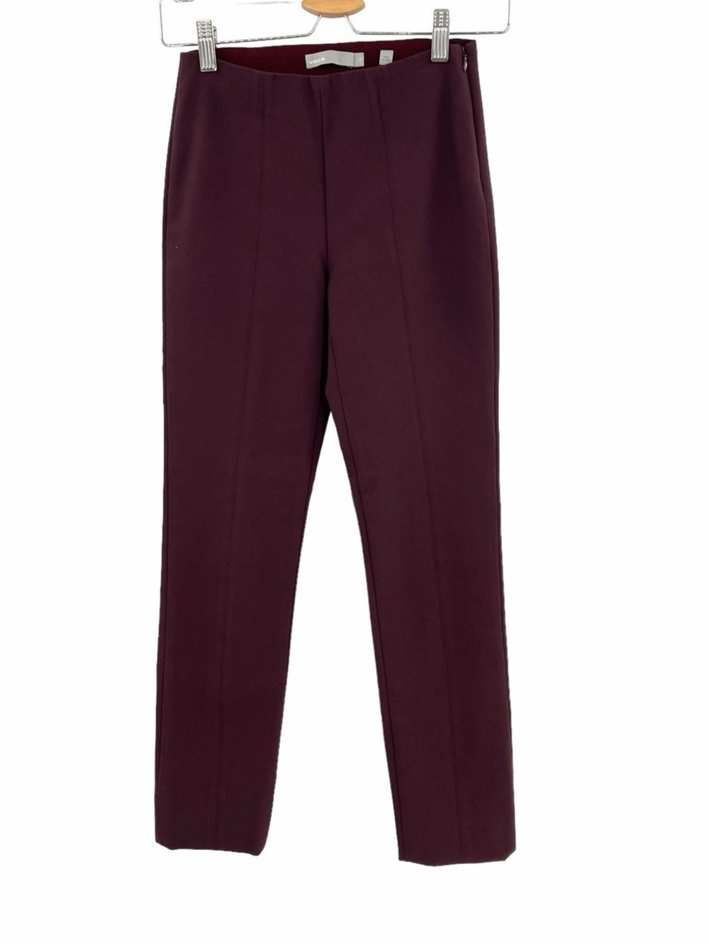 VINCE Stitch Front Seam Legging Pant Burgundy/Black Cherry